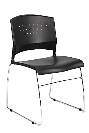 Boss Office Products Stack Chairs, Black/Chrome, Set Of 4 Chairs