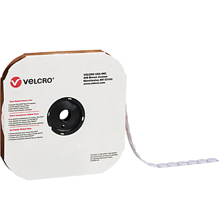 VELCRO® Brand Tape, Hook Dots, 1.88", White, Case Of 450