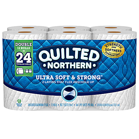 Quilted Northern® Ultra Soft & Strong®  2-Ply Toilet Paper, 164 Sheets Per Roll, Pack Of 12 Double Rolls