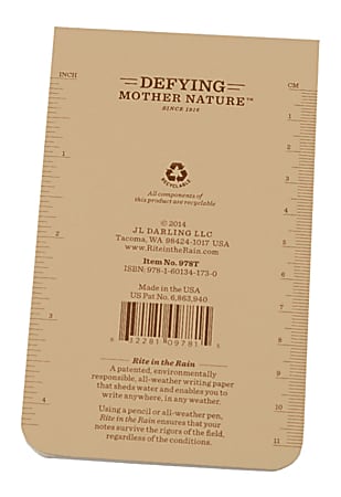 Rite In The Rain Top-Bound Memo Books, 3-1/4” x 5-1/2”, Tan, Pack Of 12 Books
