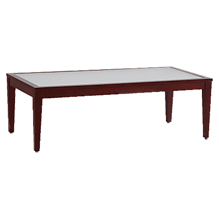 Lorell® Glass Top Coffee Table, Clear/Mahogany