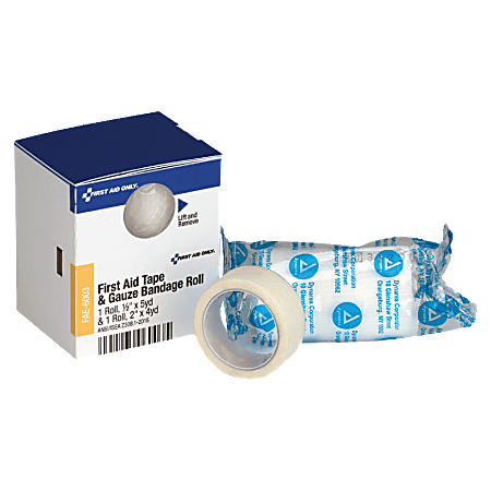 First Aid Only First Aid Tape/Gauze Combo, 1/2" x 5 Yd. Tape, 2" x 4 Yd. Gauze
