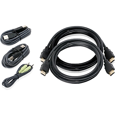 IOGEAR 6ft Dual View HDMI, USB KVM Cable Kit with Audio (TAA) - 6 ft KVM Cable  - G2L8202UTAA3