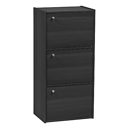 IRIS 35"H 3-Door Storage-Shelf, Black