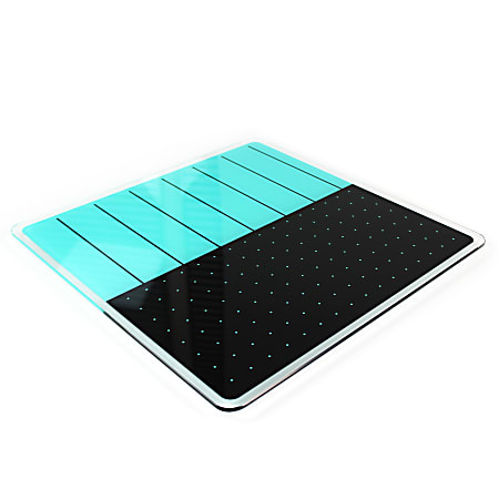 Floortex® Viztex® Glacier Plan & Grid Glass Dry Erase Board, 14" x 14", Teal & Black