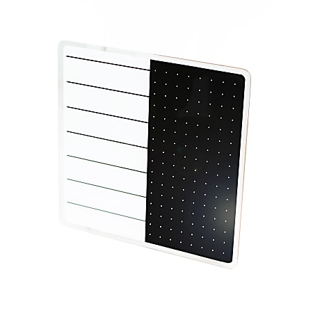 Floortex® Viztex® Glacier Plan & Grid Glass Dry Erase Board, 14" x 14", White & Black