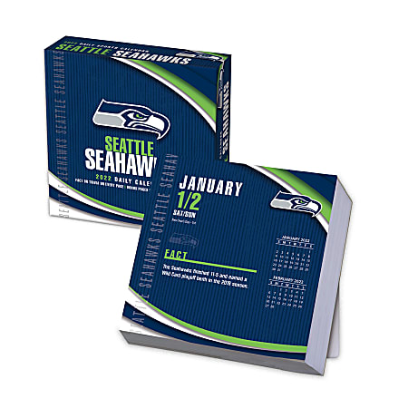Lang Turner Licensing Boxed Daily Desk Calendar, 5-1/4" x 5-1/4", Seattle Seahawks, January To December 2022
