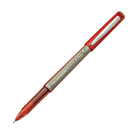 Pilot® Precise V5 BeGreen Rollerball Pens, Extra-Fine Point, 0.5 mm, 89% Recycled, Red Barrel, Red Ink, Pack Of 12 Pens