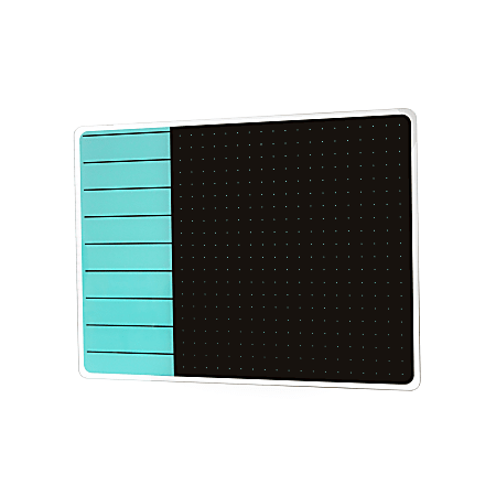 Floortex® Viztex® Plan & Grid Glass Dry Erase Board, 17" x 23", Teal & Black