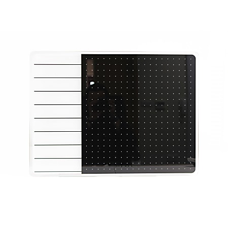 Floortex® Viztex® Plan & Grid Glass Dry Erase Board, 17" x 23", White & Black