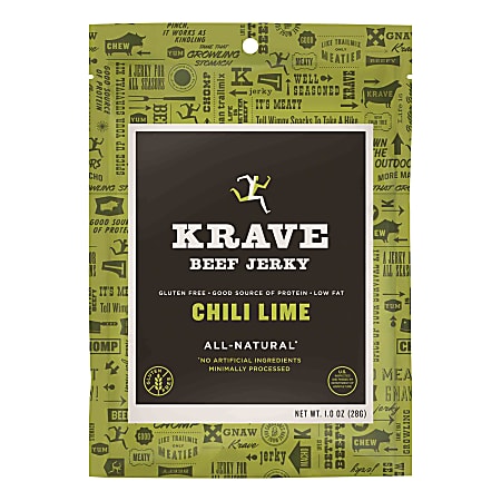 KRAVE Jerky Chili Lime Beef Jerky, 1 Oz, Pack Of 18