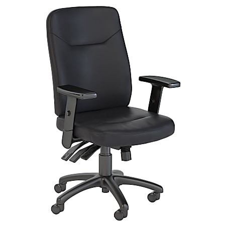 Bush Business Furniture Stanton High-Back Multifunction Bonded Leather Office Chair, Black, Premium Installation