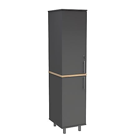 Inval Kratos 2-Door 16"W Tall Kitchen Cabinet, Dark Gray/Maple