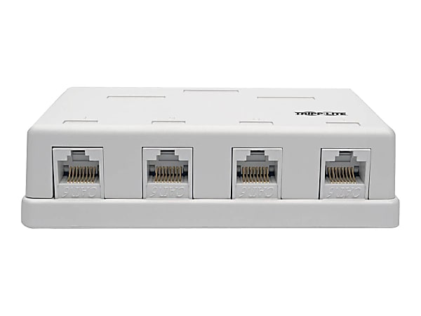 Tripp Lite Pre-Configured Unshielded Cat6 4-Port Surface-Mount Box, 110 IDC, RJ45, White - Surface mount box - RJ-45 X 4 - white