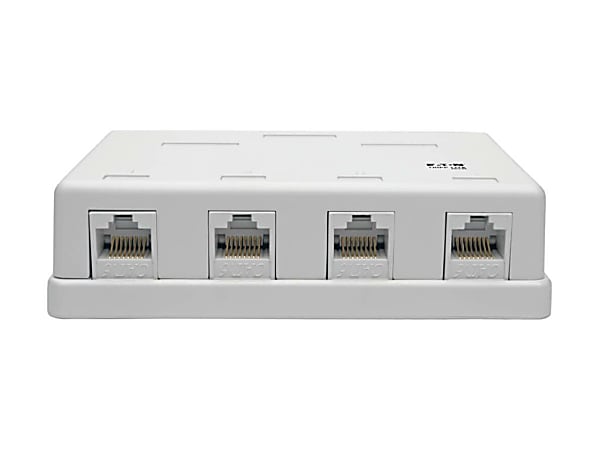 Eaton Tripp Lite Series Pre-Configured Unshielded Cat6 4-Port Surface-Mount Box, 110 IDC, RJ45, White - White - 4x RJ-45 Port(s) - N236-004-WH