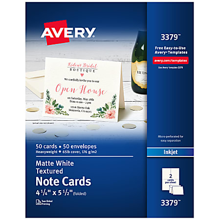 Avery® Confetti-Textured Heavyweight Note Cards, 4 1/4" x 5 1/2", Pack Of 50