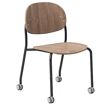KFI Studios Tioga Laminate Guest Chair With Casters, Beech/Black