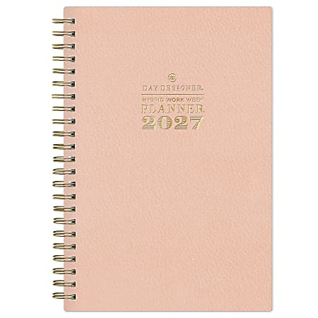 2027 Blue Sky Day Designer Blush Pebble Hybrid Work Planner, 5x8, Hybrid Work Layout, Safety Wirebound, Jan-Dec 2027, Qty 1