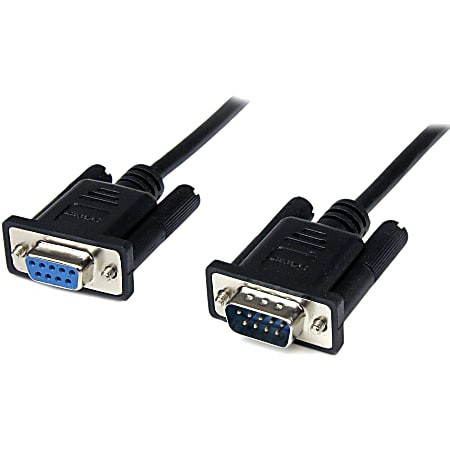StarTech.com 2m Black DB9 RS232 Serial Null Modem Cable F/M  - 2m DB9 Null Modem Cable - DB9 Male to Female Cable - RS232 Null Modem Cable - 9 pin Null Modem Cable - 2 m Male to Female Null Modem Cable - 1x DB9 (M), 1x DB9 (F), Black - 2 meter / 6.56ft