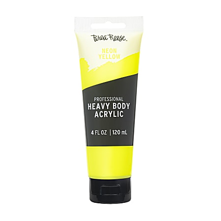 Brea Reese Professional Heavy-Body Acrylic Paint, 4 Oz, Neon Yellow