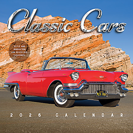 2026 TF Publishing Sport & Auto Monthly Wall Calendar, 12" x 12", Classic Cars, January To December