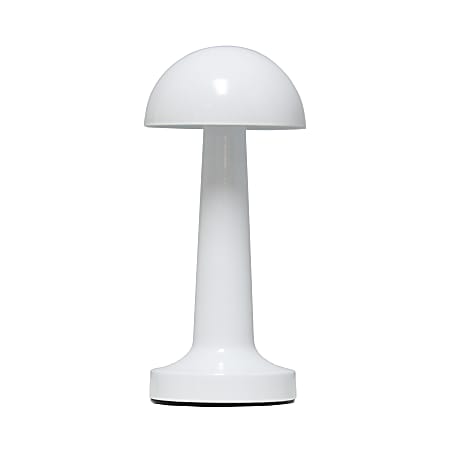 Simple Designs Mushroom Magic Mini Metal Dimming Rechargeable Cordless 4-Way Touch Sensor Dome Desk Lamp, 8-15/16"H, White