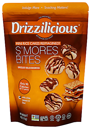 Drizzilicious Mini Rice Cake Bites, S'mores, 4 Oz, Total Qty 12
