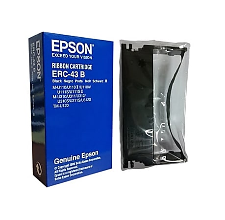 Epson ERC-43B Thermal Transfer Ribbon Cartridge - Black - 1 Pack - 6000000 Characters