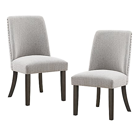 Office Star Evelina Fabric/Wood Dining Chairs, 37-3/4”H x 21”W x 26”D, Sanchez Cement, Pack Of 2 Chairs