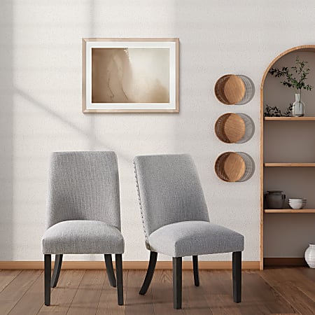 Office Star Evelina FabricWood Dining Chairs 37 34 H x 21 W x 26 D Sanchez Cement Pack Of 2 Chairs Office Depot