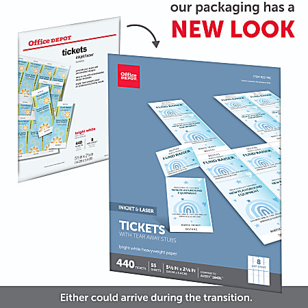Office Depot Brand InkjetLaser Tickets 5 12 x 2 18 Bright White Pack Of