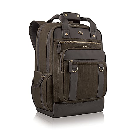 Solo Bradford Executive Collection Backpack For 15.6" Laptops, Brown/Green