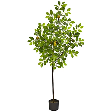 Nearly Natural Lemon 61" Artificial Tree With Pot, Green/Black