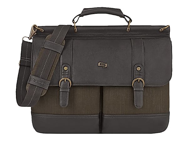 Solo New York Thompson 15.6" Laptop Briefcase, Brown/Olive