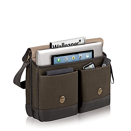 Solo New York Thompson 15.6" Laptop Briefcase, Brown/Olive