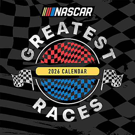 2026 TF Publishing Sport & Auto Monthly Wall Calendar, 12" x 12", NASCAR Best Races, January To December