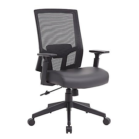 Boss Office Products Antimicrobial High-Back Task Chair With Arms, Black