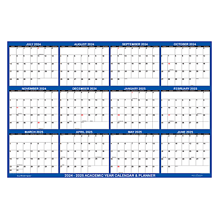 2024-2025 SwiftGlimpse Academic Daily/Yearly Wall Calendar 48" x 72", Navy, July 2024 To June 2025, SG2024 ACA NAVY