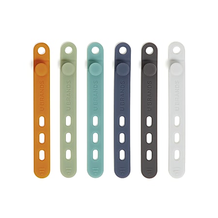 U Brands&reg; Silicone Cord Organizer Bands, Assorted, Set Of 6 Bands