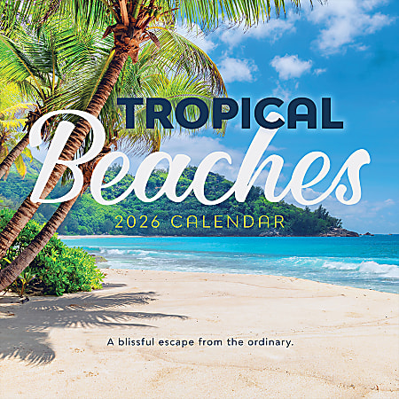 2026 TF Publishing Scenic & Nature Monthly Wall Calendar, 12" x 12", Tropical Beaches, January To December