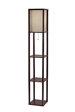 Adesso® Wright Shelf Lamp, 63"H, Natural Shade/Walnut Base