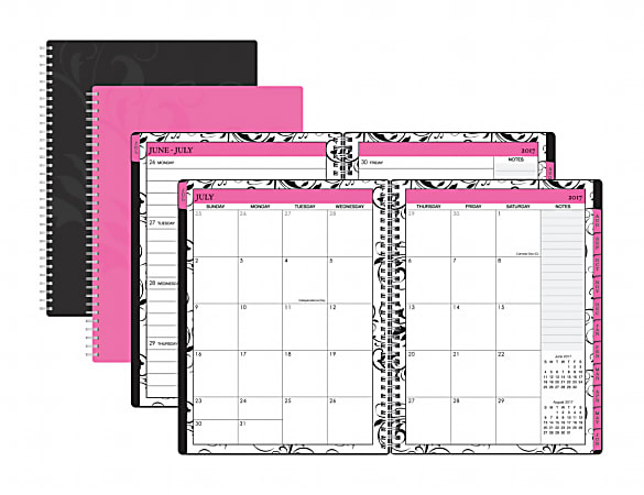 Divoga® Weekly/Monthly Academic Planner, 7" x 9", Pink, July 2017 to June 2018