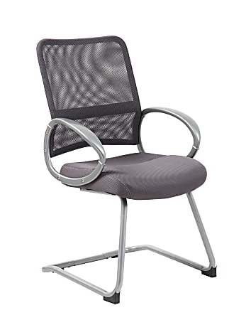 Boss Office Products Mesh Guest Chair, Charcoal Gray/Pewter