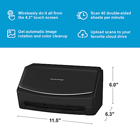 ScanSnap iX1600 Nera - Scanner documenti per ufficio - ADF Scanner Fronte  Retro Duplex - A4, Touchscreen, Wi-Fi, USB3.2 : : Informatica