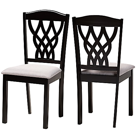 Baxton Studio Delilah Dining Chairs, Gray/Dark Brown, Set Of 2 Dining Chairs