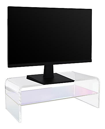Realspace® Opaline Acrylic Monitor Stand, 7-1/2"H x 15"W x 5-1/2"D, Clear/Iridescent
