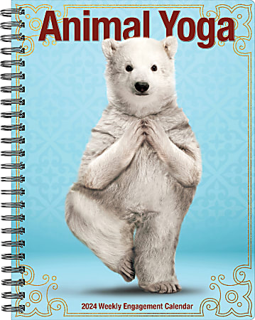2024 Willow Creek Press Weekly Engagement Planner, 6-1/2" x 8-1/2", Animal Yoga, January To December