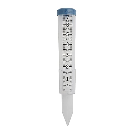 Taylor Precision Products 7”-Capacity Silicone Rain Gauge, 12”H x 6-7/16”W x 2-3/8”D, Clear