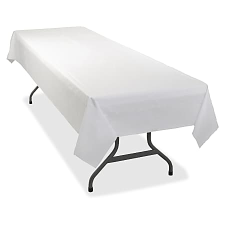 Tablemate Bio-Degradable Plastic Table Cover - 108" Length x 54" Width - 6 / Pack - Plastic - White