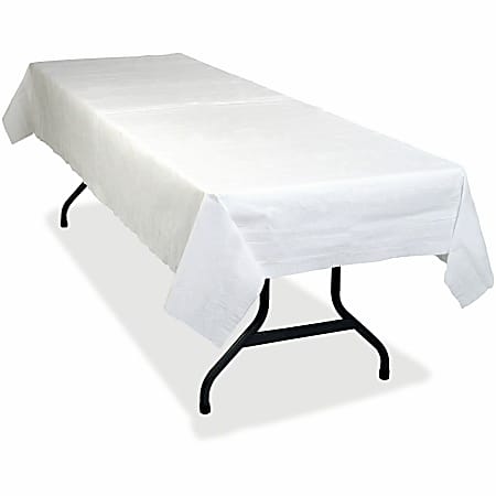 Tablemate Table Set Poly Tissue Table Cover - 108" Length x 54" Width - Poly, Tissue - White - 6 / Pack